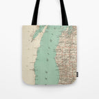 Vintage Map of Lake Michigan (1888) Tote Bag Gallery Image 1