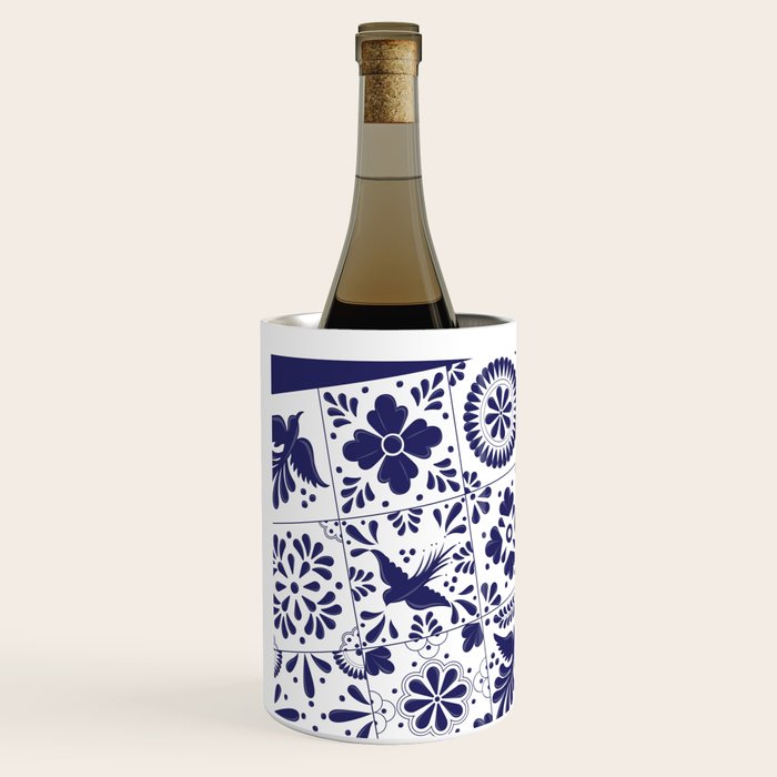 Mexican Talavera Blue Tiles Pattern by Akbaly Wine Chiller Gallery Image 2