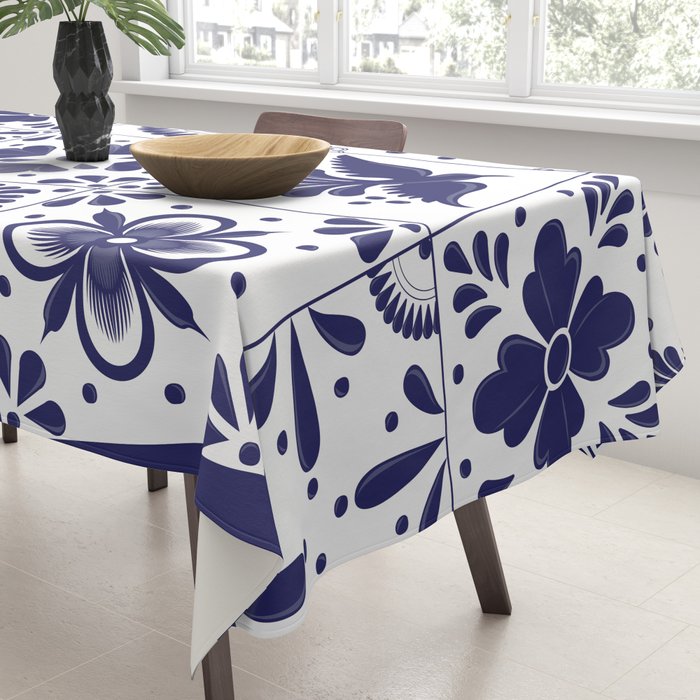 Mexican Talavera Blue Tiles Pattern by Akbaly Tablecloth Gallery Image 3