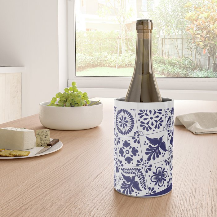Mexican Talavera Blue Tiles Pattern by Akbaly Wine Chiller Gallery Image 4