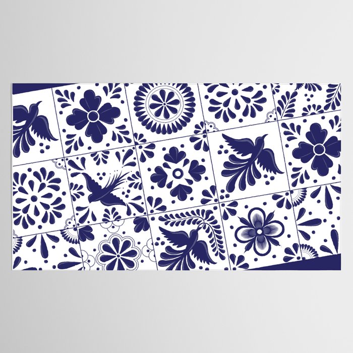 Mexican Talavera Blue Tiles Pattern by Akbaly Tablecloth Gallery Image 2