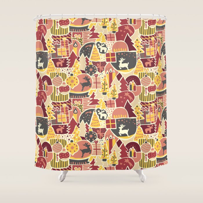 Christmas Holiday Collage Shower Curtain Gallery Image 1