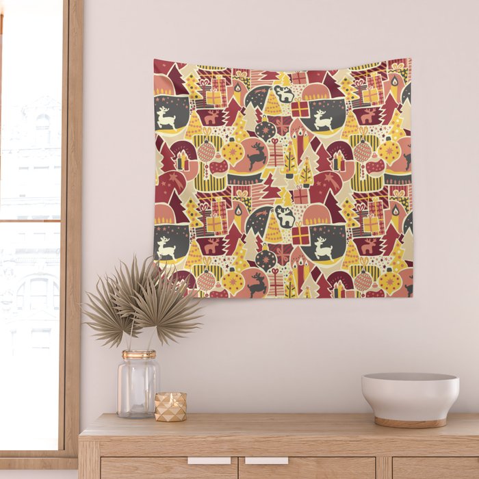 Christmas Holiday Collage Wall Tapestry Gallery Image 2