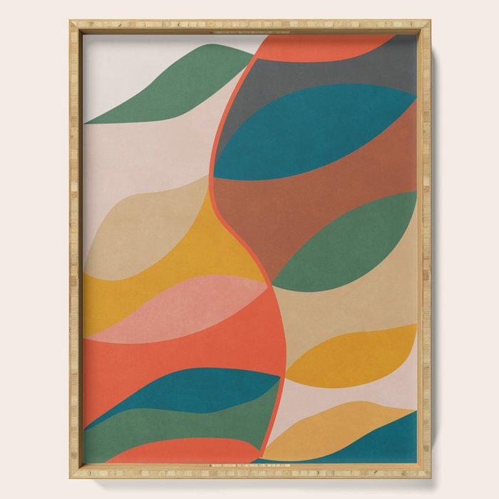 Mid Century Modern Leaves, Colorful Tones Serving Tray Gallery Image 1