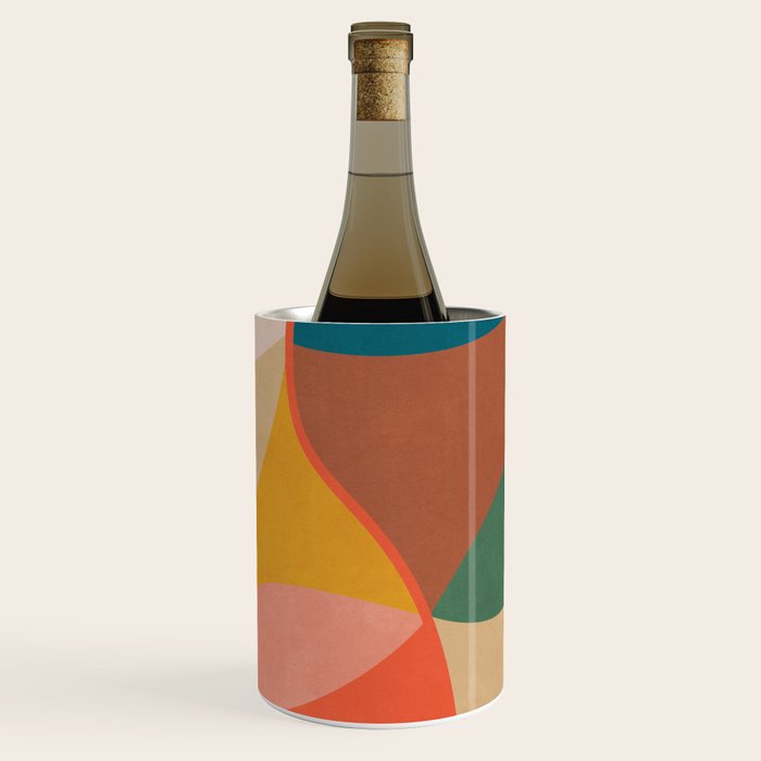 Mid Century Modern Leaves, Colorful Tones Wine Chiller Gallery Image 1