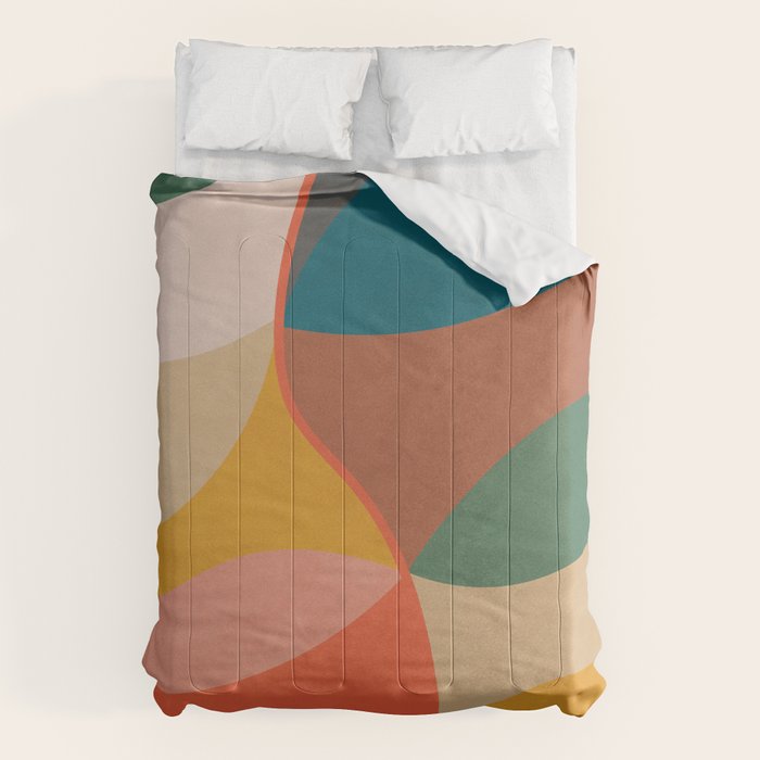 Mid Century Modern Leaves, Colorful Tones Comforter Gallery Image 6