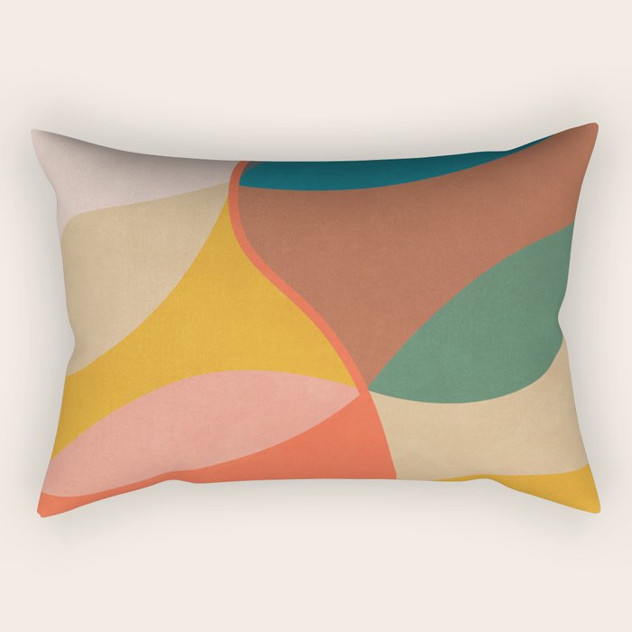 Mid Century Modern Leaves, Colorful Tones Rectangular Pillow Gallery Image 2
