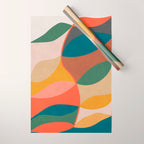 Mid Century Modern Leaves, Colorful Tones Wrapping Paper Gallery Image 1