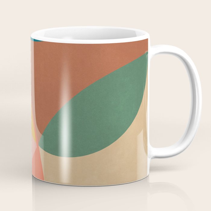 Mid Century Modern Leaves, Colorful Tones Coffee Mug Gallery Image 1