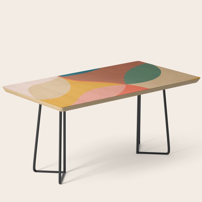 Mid Century Modern Leaves, Colorful Tones Coffee Table Gallery Image 1