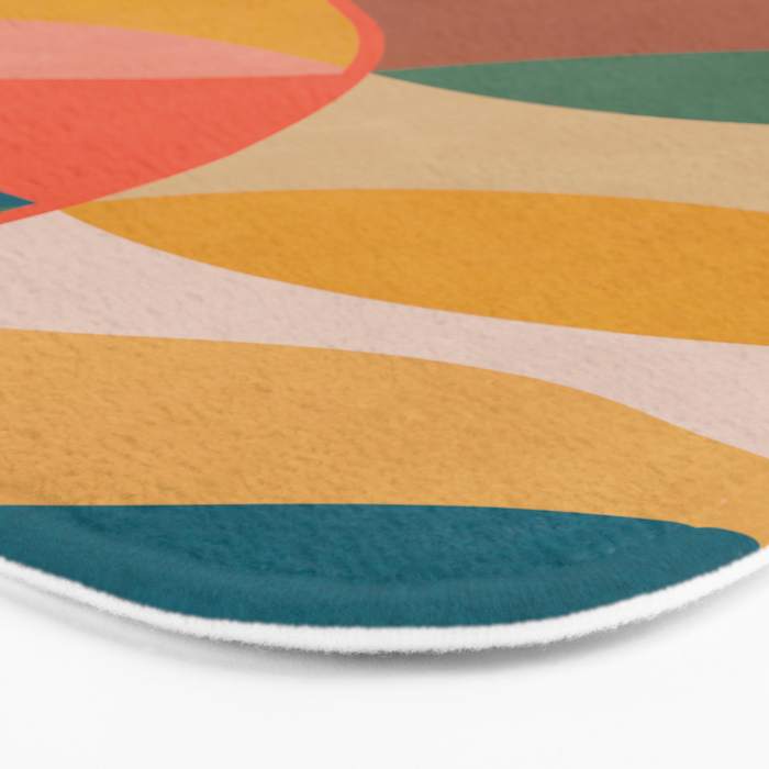Mid Century Modern Leaves, Colorful Tones Bath Mat Gallery Image 3
