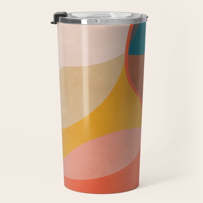 Mid Century Modern Leaves, Colorful Tones Travel Mug Gallery Image 3