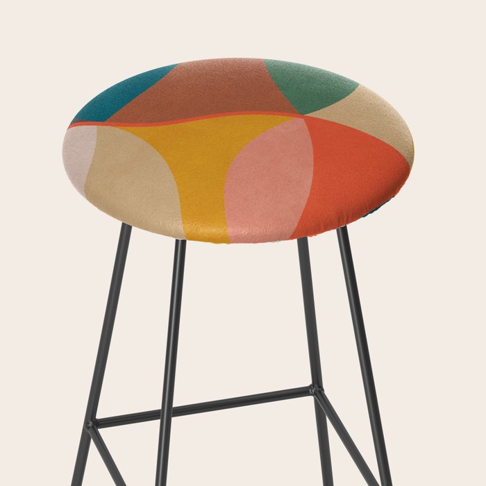 Mid Century Modern Leaves, Colorful Tones Stool Gallery Image 2
