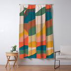 Mid Century Modern Leaves, Colorful Tones Window Curtain Gallery Image 5