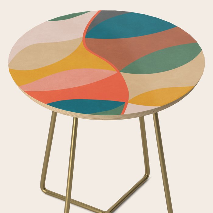 Mid Century Modern Leaves, Colorful Tones Side Table Gallery Image 2