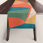 Mid Century Modern Leaves, Colorful Tones Table Runner Gallery Image 1