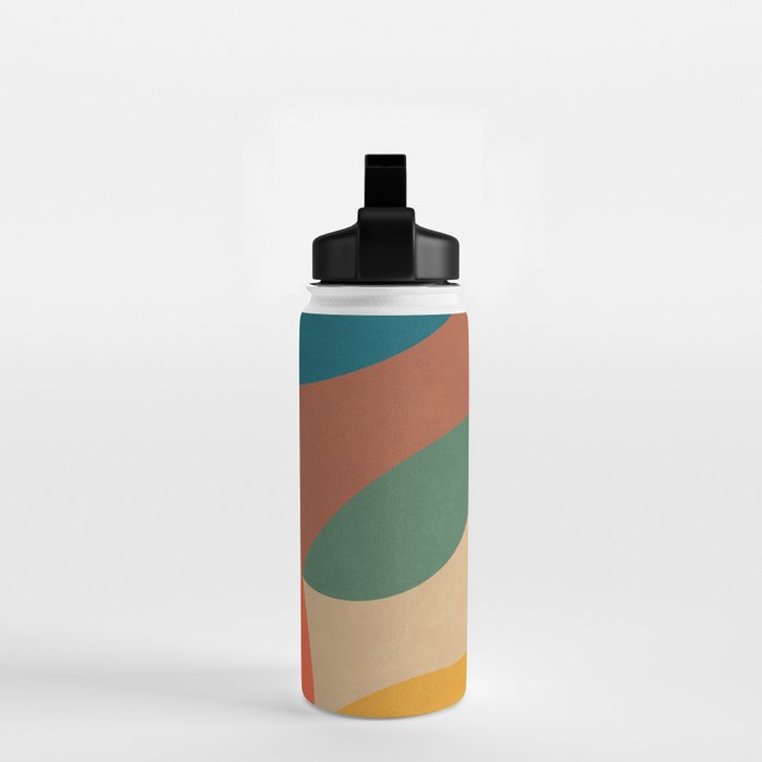 Mid Century Modern Leaves, Colorful Tones Water Bottle Gallery Image 2