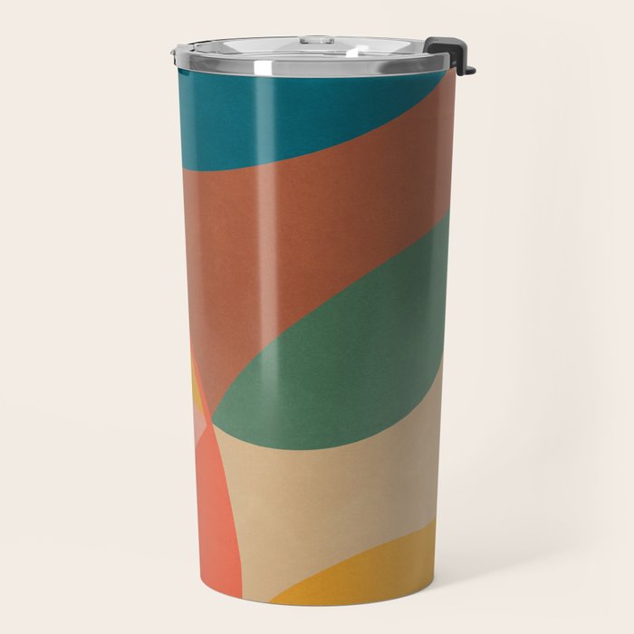 Mid Century Modern Leaves, Colorful Tones Travel Mug Gallery Image 2