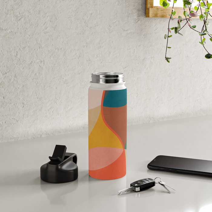 Mid Century Modern Leaves, Colorful Tones Water Bottle Gallery Image 4