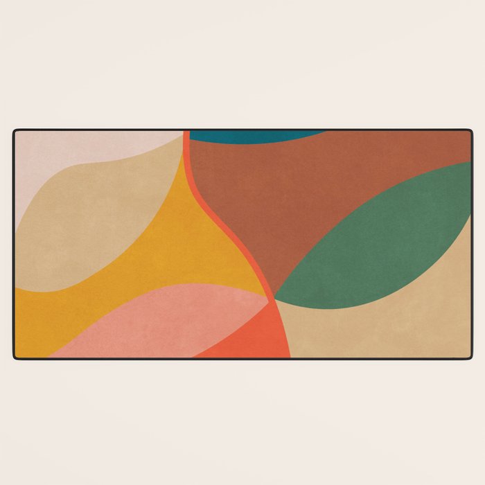 Mid Century Modern Leaves, Colorful Tones Desk Mat Gallery Image 3
