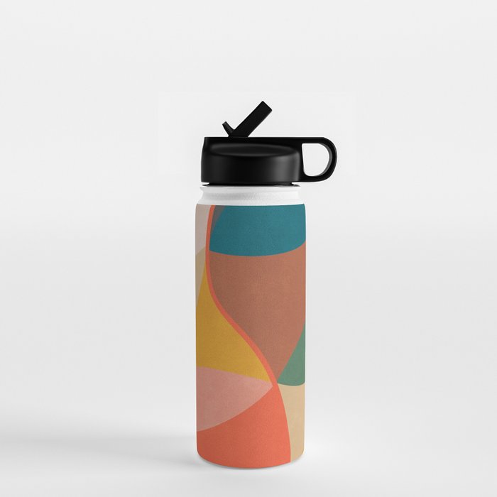 Mid Century Modern Leaves, Colorful Tones Water Bottle Gallery Image 1