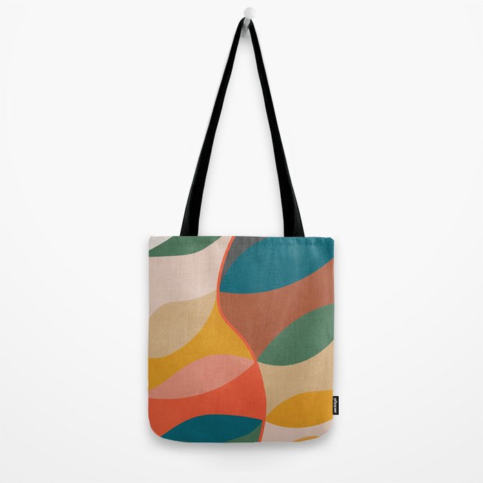 Mid Century Modern Leaves, Colorful Tones Tote Bag Gallery Image 2