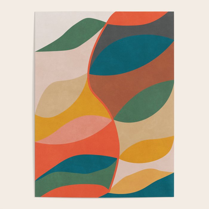 Mid Century Modern Leaves, Colorful Tones Poster Gallery Image 4