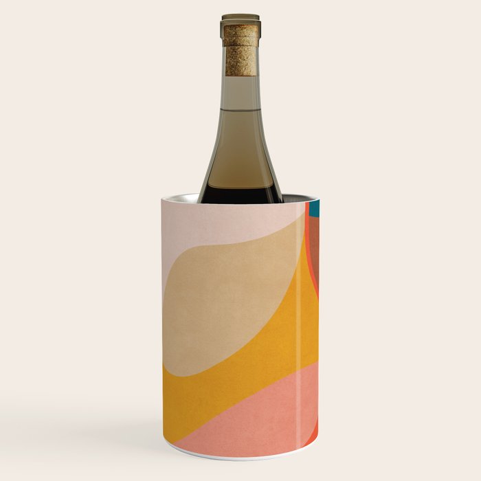 Mid Century Modern Leaves, Colorful Tones Wine Chiller Gallery Image 2