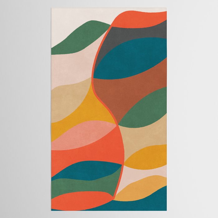 Mid Century Modern Leaves, Colorful Tones Tablecloth Gallery Image 2