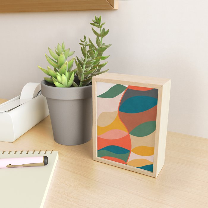 Mid Century Modern Leaves, Colorful Tones Mini Art Print Gallery Image 2