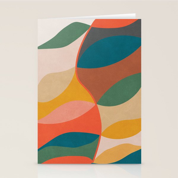 Mid Century Modern Leaves, Colorful Tones Stationery Card Gallery Image 2