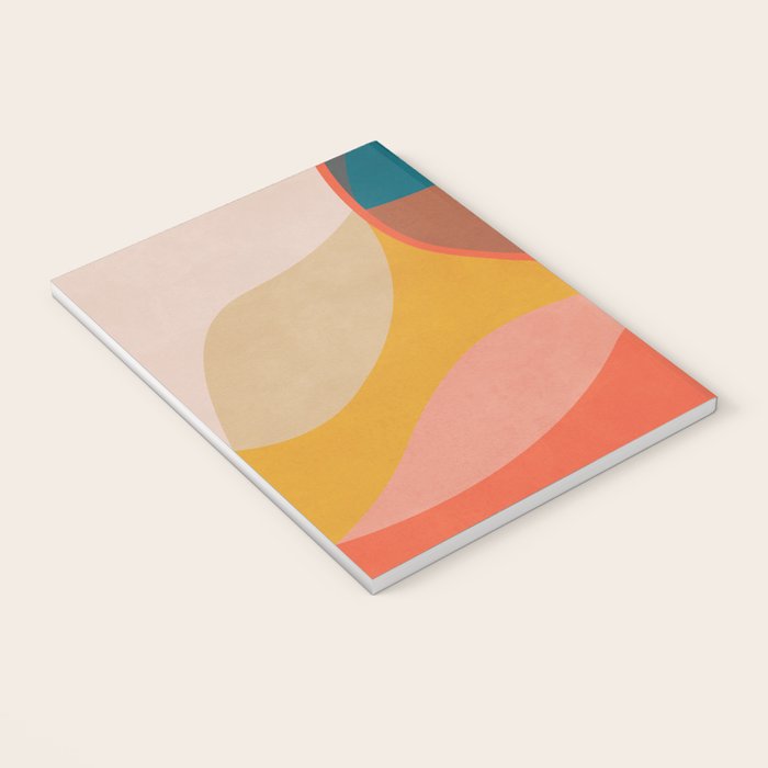 Mid Century Modern Leaves, Colorful Tones Notebook Gallery Image 3