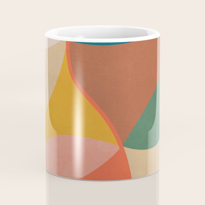 Mid Century Modern Leaves, Colorful Tones Coffee Mug Gallery Image 4