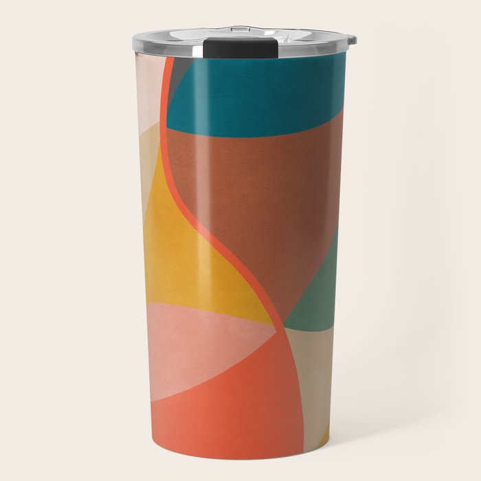 Mid Century Modern Leaves, Colorful Tones Travel Mug Gallery Image 1