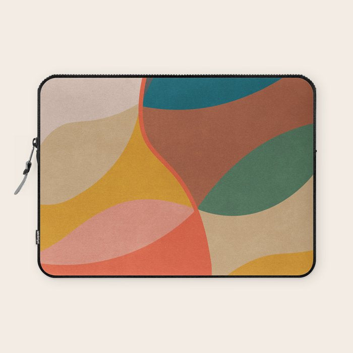 Mid Century Modern Leaves, Colorful Tones Laptop Sleeve Gallery Image 1