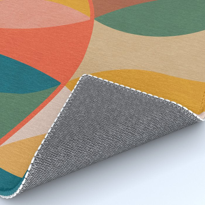Mid Century Modern Leaves, Colorful Tones Rug Gallery Image 4