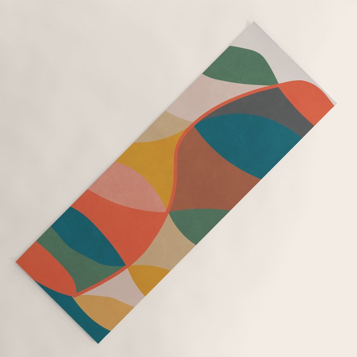 Mid Century Modern Leaves, Colorful Tones Yoga Mat Gallery Image 1