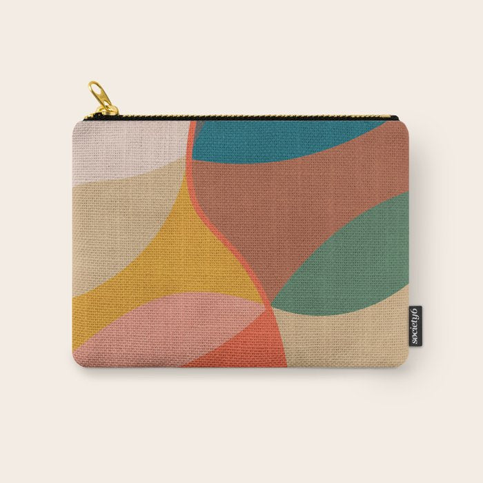 Mid Century Modern Leaves, Colorful Tones Carry All Pouch Gallery Image 1