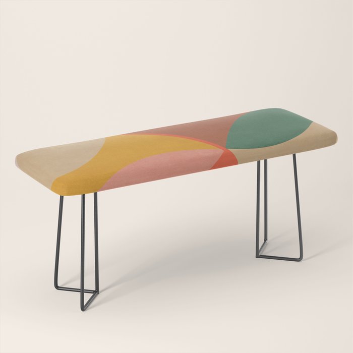 Mid Century Modern Leaves, Colorful Tones Bench Gallery Image 1