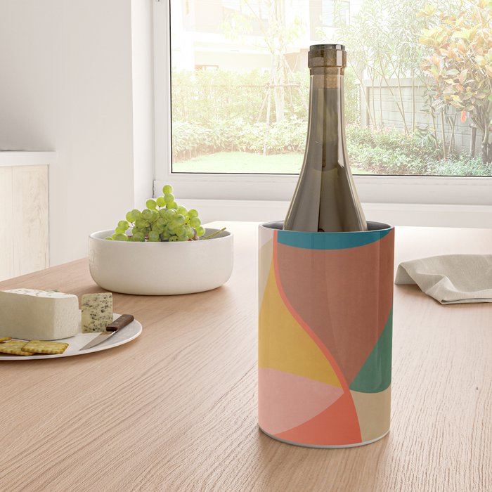 Mid Century Modern Leaves, Colorful Tones Wine Chiller Gallery Image 4