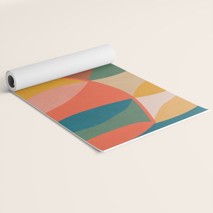 Mid Century Modern Leaves, Colorful Tones Yoga Mat Gallery Image 2