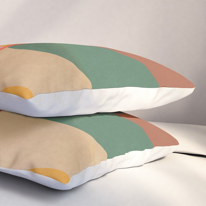 Mid Century Modern Leaves, Colorful Tones Pillow Sham Gallery Image 3