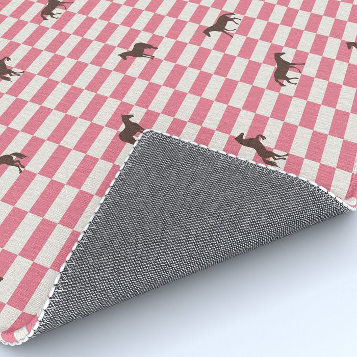 Pink Check Horses  Pattern Rug Gallery Image 4