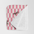 Pink Check Horses  Pattern Throw Blanket Gallery Image 3