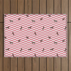 Pink Check Horses  Pattern Outdoor Rug Gallery Image 1