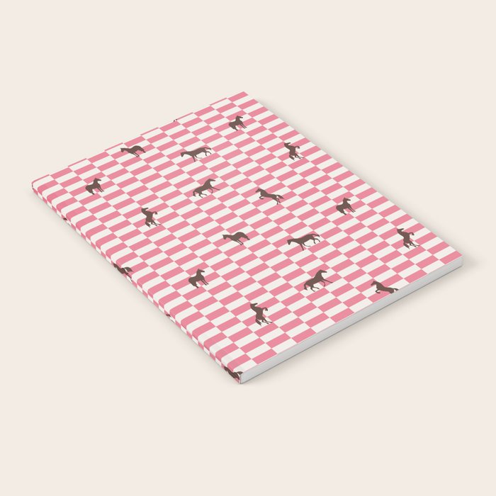 Pink Check Horses  Pattern Notebook Gallery Image 1