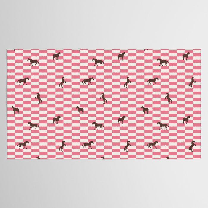 Pink Check Horses  Pattern Tablecloth Gallery Image 2