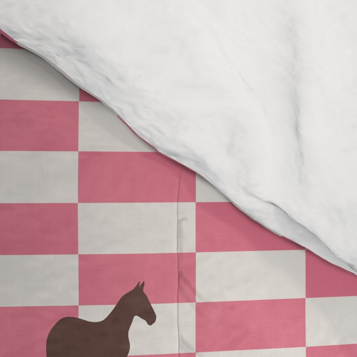 Pink Check Horses  Pattern Comforter Gallery Image 4