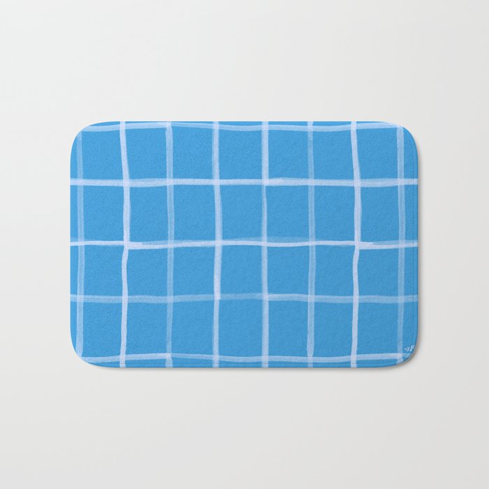 Abstract Tennis Net Pattern in Sky Blue Bath Mat Gallery Image 1