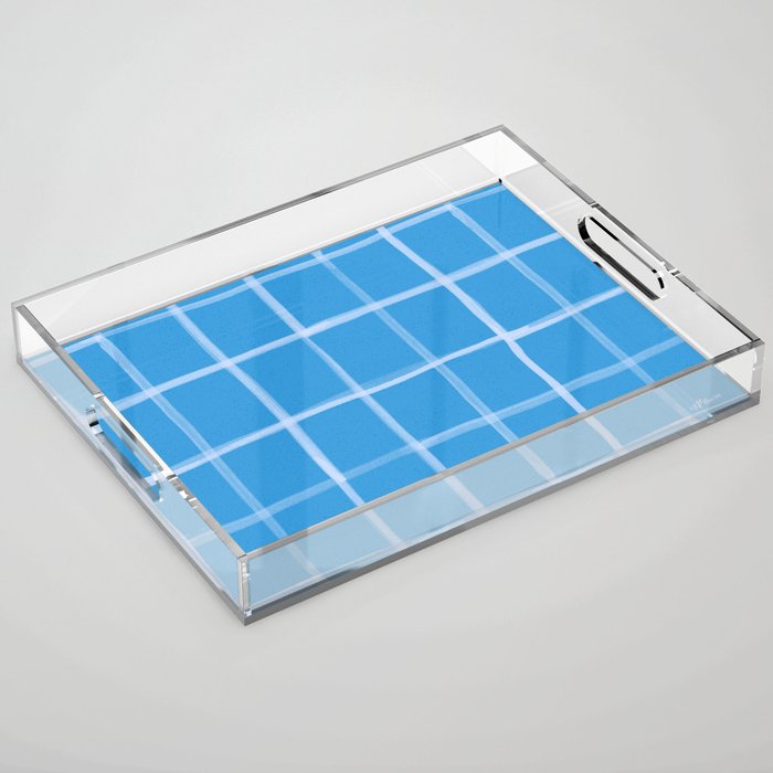 Abstract Tennis Net Pattern in Sky Blue Acrylic Tray Gallery Image 1